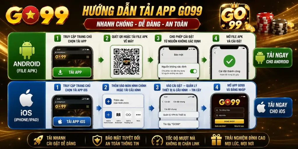 Hướng dẫn tải App GO99 cho iOS và Android